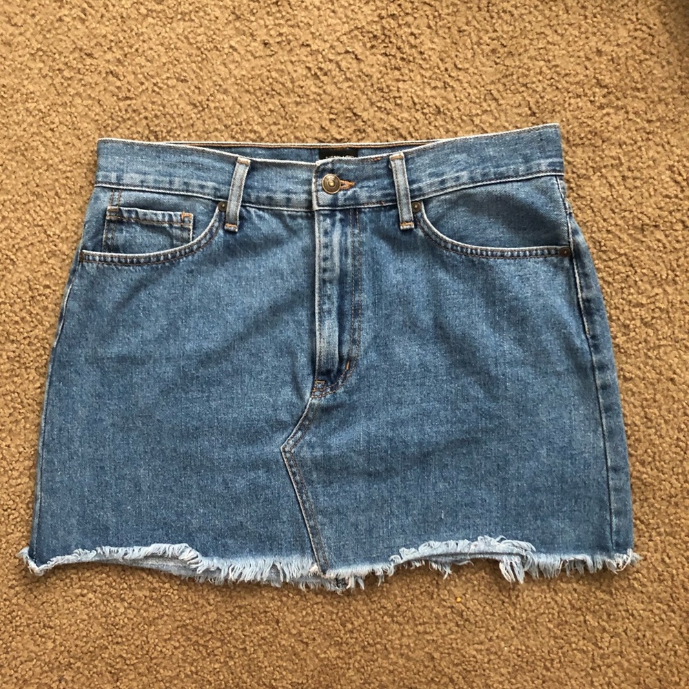 Denim Frayed Skirt